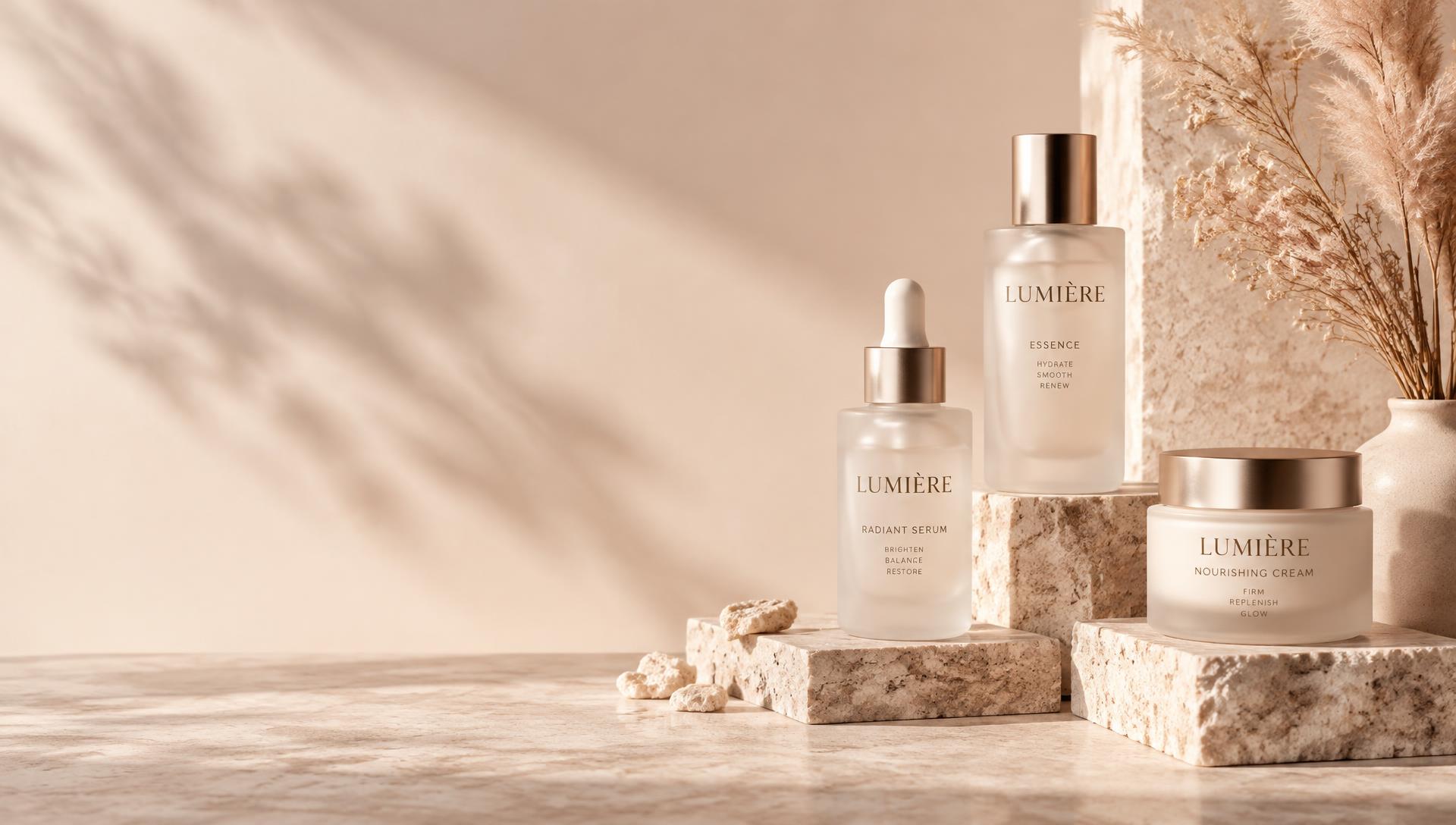 Lumière skincare on travertine